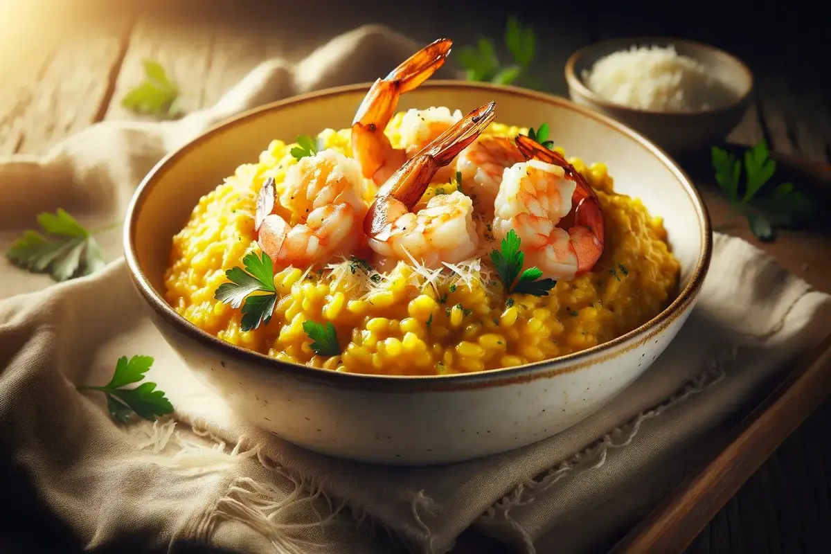 Risoto de Açafrão com Camarões
