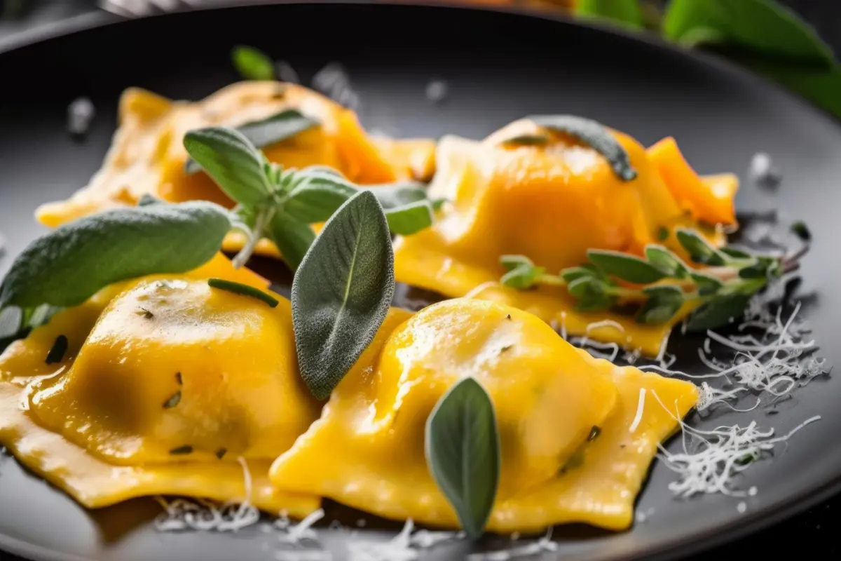Receita de Ravioli de Abóbora com Molho de Sálvia e Nozes